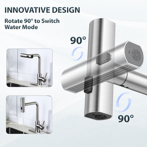 Nouveau robinet de cuisine <span class=keywords><strong>en</strong></span> acier inoxydable au design moderne, pulvérisateur à 3 fonctions avec cascade d'eau chaude et froide, mélangeur d'évier - Product Image 5