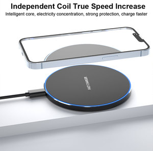 <span class=keywords><strong>Chargeur</strong></span> sans fil portable 15W avec logo personnalisé, lumière LED, boîtier en métal, charge rapide, entrée Type-C, chargeurs de téléphone sans fil - Product Image 2