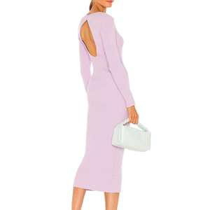 Runwaylove E3682 abito lungo slim lavorato a <span class=keywords><strong>maglia</strong></span> sottile senza schienale all'uncinetto <span class=keywords><strong>rosa</strong></span> di nuovo design - Product Image 3