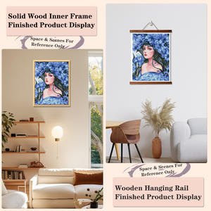 Peinture Diamant 2026 Portrait Femme Fleurs Bleues Kit DIY Perles Rondes Style Moderne Cadre Rectangulaire Décoration en Strass Cristal - Product Image 5