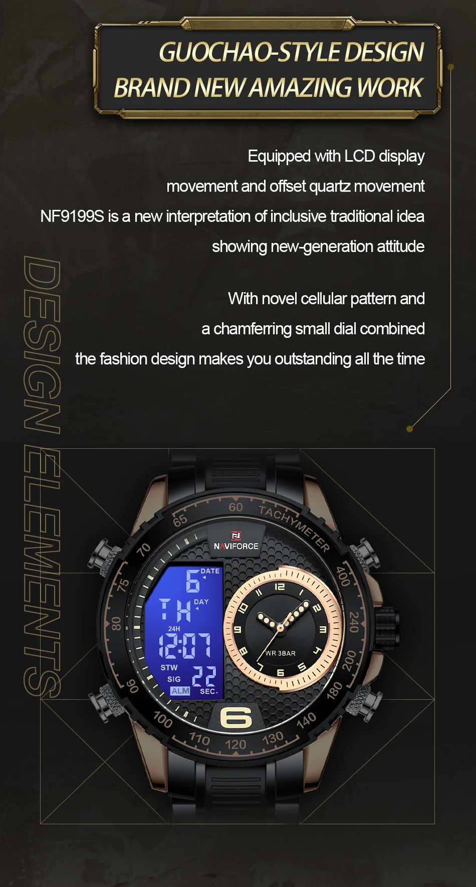 Naviforce NF9199S Brand Men's Watch High Quality Quartz Movement Stopwatch Week Date 30M Waterproof Fashion Mens Sports Watches
