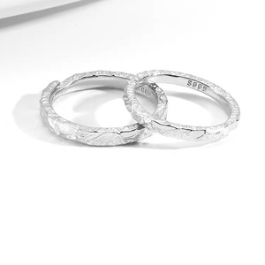 925 all'ingrosso <span class=keywords><strong>argento</strong></span> sterling anello di <span class=keywords><strong>fidanzamento</strong></span> fabbrica personalizzato aperto regolabile coppia set di anelli per donne uomini gioielli regalo - Product Image 2