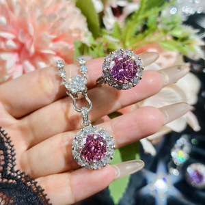 Conjunto de Joyerí<span class=keywords><strong>a</strong></span> de Moda para Mujer: Collar con Colgante de Girasol con Corte Starlight y Anillo de Cobre de Lujo con Diamantes de Colores, Éxito de Ventas de Fábrica - Product Image 2
