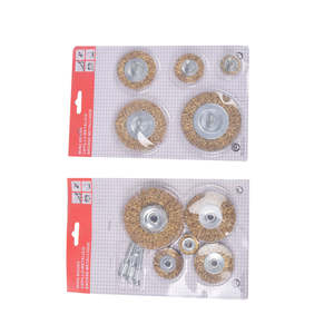 מכירה לוהטת עגול קטן נירוסטה פליז חוט מברשת סט 6pcs חדש שטוח מעוות שוחקים חוט יד מברשת - Product Image 5