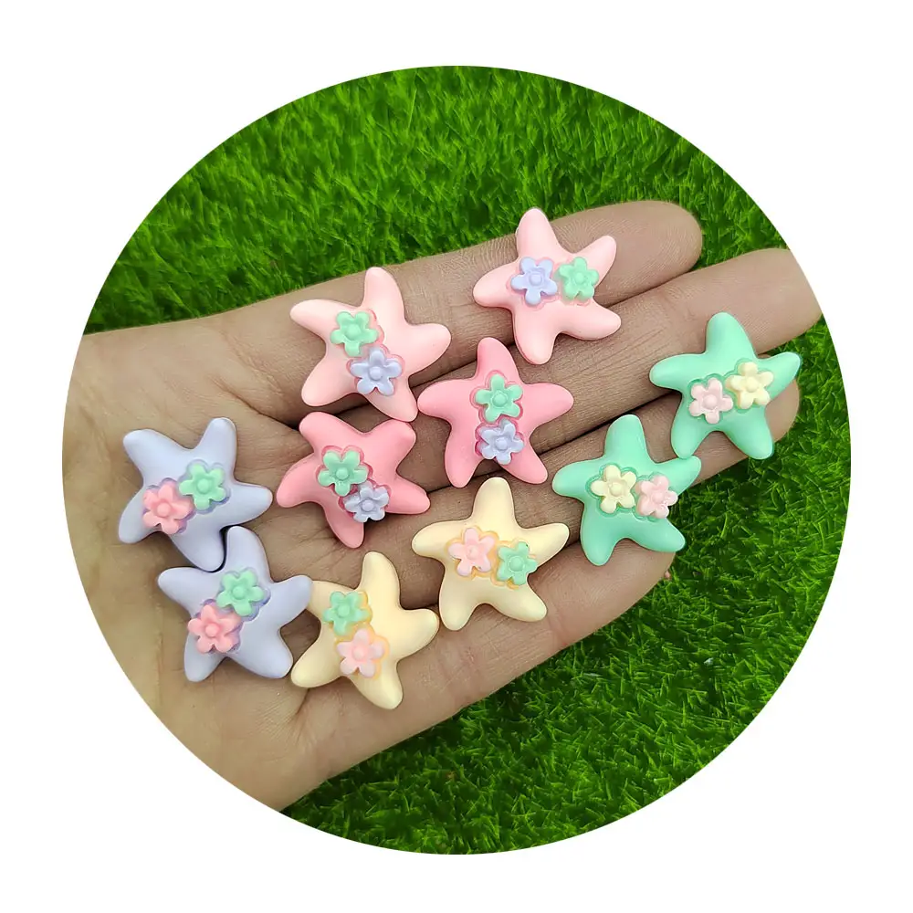 Colorful Frosted Cartoon Starfish Resin Charms Mini Sticker Making Accessories Diy Mobile Phone Ornament