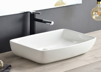Vasque à poser en céramique moderne, design artistique, blanc brillant, 600x385x130mm, pour salle de bain et lavabo