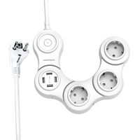Multiprise USB 4 prises avec 2 ports USB, adaptateur de voyage, interrupteur, 16A, matériau PC, CE ROHS REACH, 110-250V, 5V 3.1A