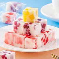 Hot verkopende creatieve melkzuurbacteriën-sap fruit snoep zuur smaak mango multicolor kubusvormige gummy