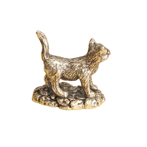 पीतल पशु सजावट मूर्तिकला कला संग्रहणीय वस्तुओं में फैक्टरी थोक प्राचीन शिल्प बिल्ली - Product Image 4