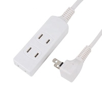 Prise multiple électrique portable 15A 125V PSE Mini blanche, un vers trois, avec rallonge à 2 broches, fiche coudée, cuivre et PVC