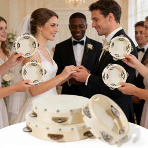 Mini Tambourin <span class=keywords><strong>de</strong></span> Mariage Vente Chaude, Une Rangée <span class=keywords><strong>de</strong></span> Cymbalettes, Instruments <span class=keywords><strong>de</strong></span> Percussion Éducatifs Orff, Panderetas, Tambour 4 6 8 10" - Product Image 4