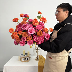 Boules de fleurs artificielles réalistes en soie DKB, centres de table pour mariage, décorations de table, faites à la main, blanc, rose, rouge - Product Image 3