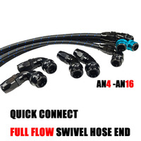 Pièces automobiles BJR, raccords à déconnexion rapide AN8 AN10 AN12 AN16, débit complet, extrémités de tuyau pivotantes à connexion rapide à 45 degrés pour refroidisseur d'huile