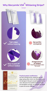 Hasil sempurna memutihkan instan gigi ungu koreksi warna pemutih Tech Glorysmile V34 strip pemutih gigi - Product Image 3