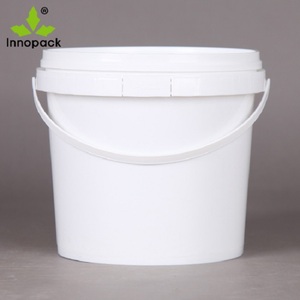 Cubo de plástico negro de 4 litros con asa - Contenedores reciclables para helados, pintura y embalaje - Product Image 1
