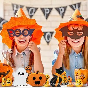 Wooden Halloween Sign Set 3Pc Cat Pumpkin Ghost Decor Indoor Outdoor Craft <b>Props</b> <b>For</b> Halloween <b>Party</b> Decoration - Product Image 5