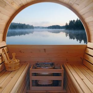 Sauna de Madera Sólida para Exteriores con Calefacción Eléctrica, Diseño Rústico para 4-6 Personas, Alimentación por Enchufe 220-240V, Material Natural - Product Image 3