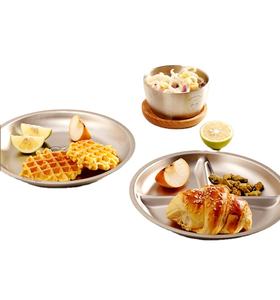 304 plaque ronde en acier inoxydable maternelle enfants division épaisse vaisselle étudiant salle à manger trois assiettes - Product Image 1
