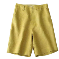 Bermuda d'été personnalisé, respirant, élégant, polyvalent, coupe droite ample, décontracté, sportif, grande taille, taille haute, en lin et coton