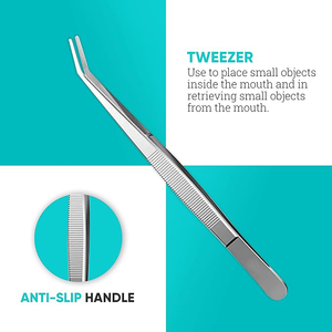 5-Piece Stainless Steel Probe Scaler Tongue Scraping Mouth Mirror <strong>Forceps</strong> Dental Oral Hygiene Dentist Tool Set Instrument - Product Image 3