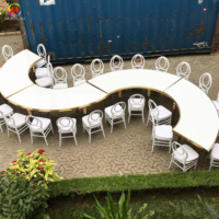 Table de réception ronde de luxe pour hôtel, plateau en verre, en acier inoxydable doré, pour événements et fêtes