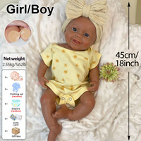 Poupée Reborn réaliste de 18 pouces, fabriquée à la main, en silicone souple, pour bébé afro-américain, avec accessoires, cadeau surprise, directement de l'usine