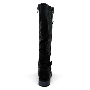 Stivali Alti da <span class=keywords><strong>Donna</strong></span> alla Moda, Neri con Punta Rotonda, Cerniera Laterale e Fibbia Argento Vintage - Product Image 3