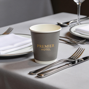 Wholesale <b>Disposable</b> Waterproof 8oz 10oz 12oz White Brown Custom Logo Double Wall Kraft Paper Coffee <b>Cups</b> For Office Catering - Product Image 3