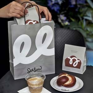 Sacs à pizza en papier kraft recyclable de haute qualité personnalisés, sacs à emporter pour aliments, impression offset écologique, logos, chaînes de cafés - Product Image 2