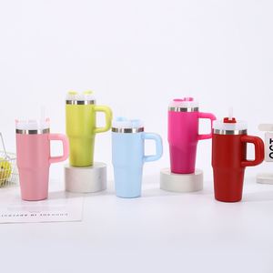 14oz Tumbler Car Handle Travel <b>Mug</b> Double Wall Insulated Stainless Steel Lid Straw Anti-Slip Base - Product Image 1