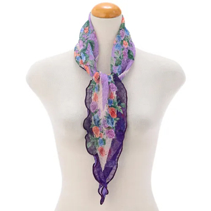 Chal de Mujer con Diseño de Ondas Pintado a Mano, Plisado, con Punta de Espada, Corto, Ligero, Transpirable y Cálido, para Uso Diario en Todas las Estaciones - Product Image 4