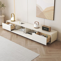 Meuble TV moderne et simple pour la maison, meuble TV pour salon avec peu d'espace, meuble de rangement au sol en bois massif blanc