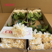 Fleur de dahlia artificielle crème à toucher réel, grand diamètre 14 cm, pour décoration de table de mariage, maison ou fête (DC192)