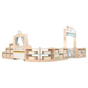 Ensemble de meubles de jeu en bois moderne de haute qualité, sécurisé pour les enfants d'âge préscolaire, garderies, salles de classe, zones de jeu de rôle, Montessori - Product Image 1