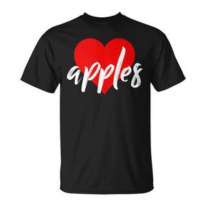 Camiseta I Love Apples para mujer, diseño de amante de las frutas, ropa unisex de algodón negro - Product Image 1