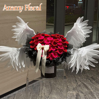 AM-PFE166 Ammy Angel's Wings Ge conserveerde Rozen Bloem Geschenkdoos Eeuwige Roos Ornament Valentijnsdag Bruiloft Cadeaus Decoratie