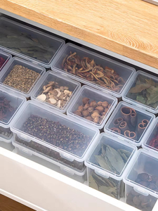 Caja de almacenamiento de cocina, cajas de condimentos, compartimento doble liso con tapa, tarro de sellado, caja organizadora de refrigerador para comida, fruta - Product Image 2