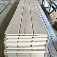 Panel Sándwich de Poliuretano, Revestimiento Metálico con Apariencia de Madera, Panel Aislante para Paredes