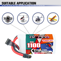 CODDAR RC LiPo Batterie 4S 1100MAH 14.8V 140C XT60 FPV Avion Quads QuadCopter Hélicoptère MultiCopter Freestyle Drone UAV