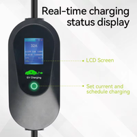Chargeur EV portable de type 2 7KW de qualité supérieure, prise CEE EU, réglage de la courant à plusieurs niveaux, sûr et stable, pour la maison et les voyages, classé IP67, câble de 5m