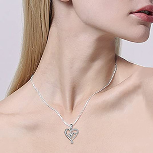 Nouveau collier de mode européenne et américaine, amour maternel, avec zircon en laiton, cœur plaqué argent, chaîne à maillons, <span class=keywords><strong>cadeau</strong></span> élégant pour <span class=keywords><strong>maman</strong></span> - Product Image 3