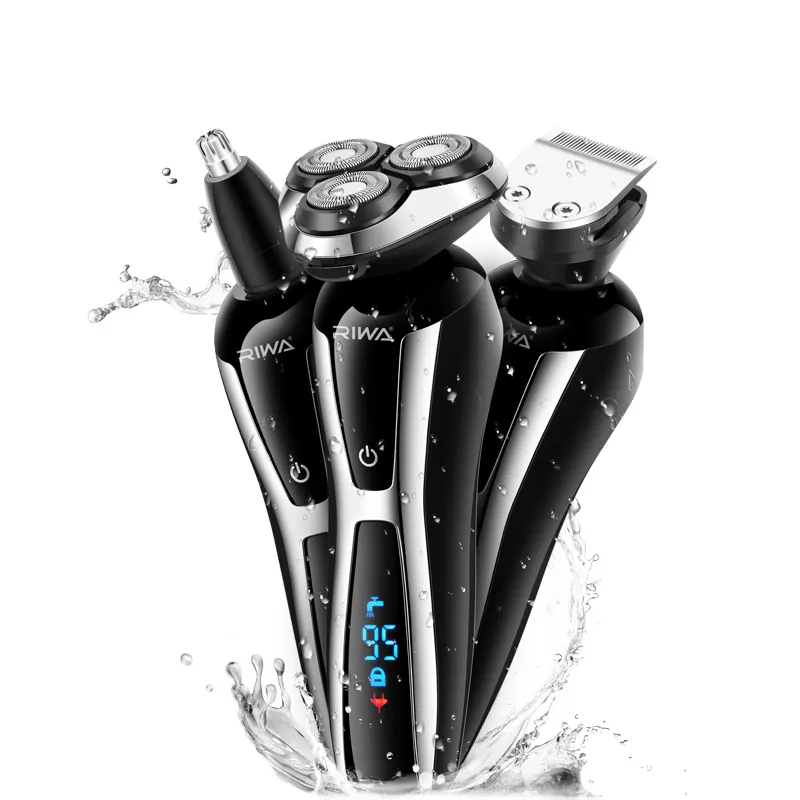 USB Rechargeable waterproof men shaver New design cordless hair trimmer 3 in 1 multi-function LCD electric shaver