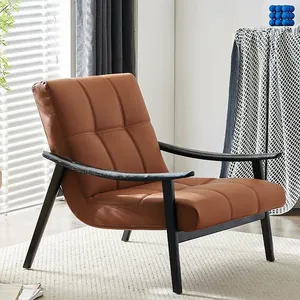 İtalyan üst katman deri tekli koltuk kül ahşap kol dayama oturma odası ışık lüks tasarımcı eğlence sandalye