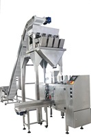 Machine automatique de remplissage et de bouchage de sachets et de pochettes, pour l'emballage alimentaire et chimique, avec ensachage vertical et étiquetage, à économie d'énergie