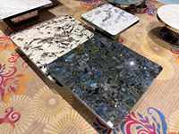 Mesa de Centro Cuadrada de Piedra Natural Azul, Mármol de Lujo Moderno, Sensación de Alta Gama, para Sala de Estar, Uso Doméstico