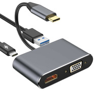 Adaptador Hub 4 en 1 Tipo-C a /VGA/PD/USB-C Todo en Uno HD