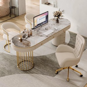 Italiano de lujo Simple Rock Board estudio Escritorio de escritura diseño moderno Metal mármol para oficina sala de estar salón de belleza médico - Product Image 1