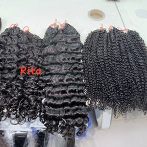 Mejor Oferta: Extensiones de Cabello Remy Indio Liso Kinky, Pre-Enlazadas, Sin Nudos, <span class=keywords><strong>para</strong></span> Trenzar, Colores Más Oscuros, Pluma de Cabello Humano Natural <span class=keywords><strong>para</strong></span> Crochet - Product Image 4