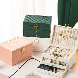 Boîte à bijoux créative en cuir diamant, taille M, 24 cm x 18 cm x 14,6 cm - Product Image 2