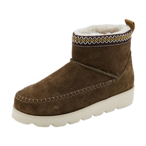 Botines de mujer a la moda con plataforma gruesa de 5 cm, botas de invierno de lana artificial, botas de nieve para mujer, zapatos de cuero de vaca para mujer - Product Image 6